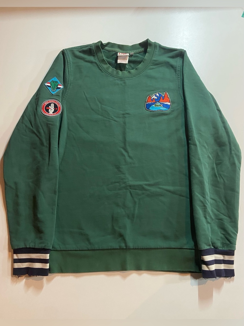 Y2K Lacoste Forest Green All Embroidered Crewneck Men’s Medium (4)